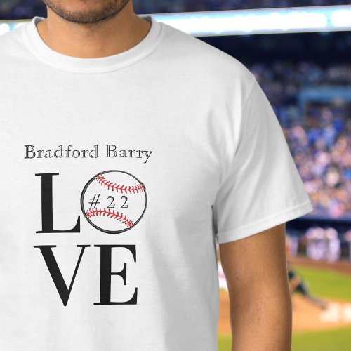 Baseball LOVE Personalized add name and number T_Shirt