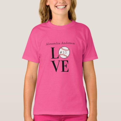 Baseball LOVE Personalized add name and number  T_Shirt