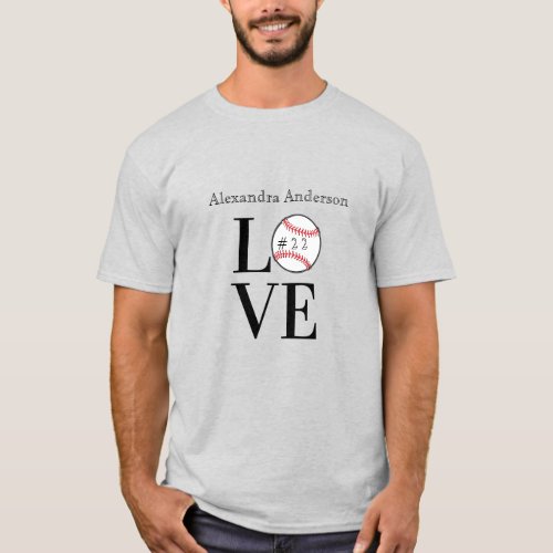 Baseball LOVE Personalized add name and number   T_Shirt
