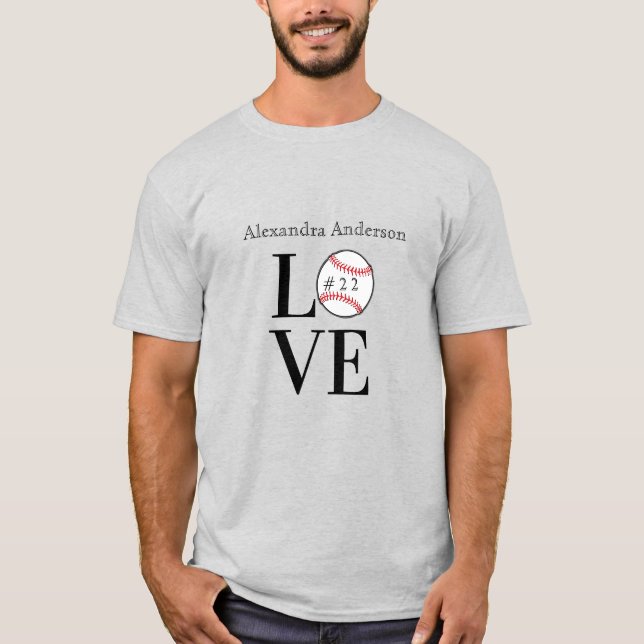 Baseball LOVE: Personalized add name, and number   T-Shirt (Front)