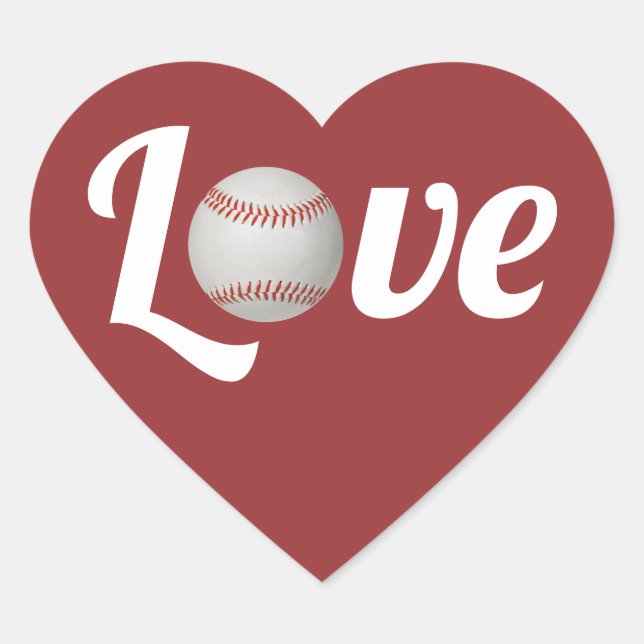 Baseball Love Sports Theme Wedding Favor Thank You Heart Sticker (Front)