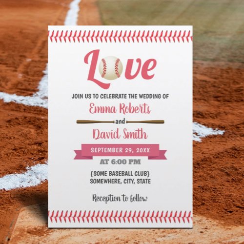 Baseball Love Sports Theme Wedding Invitation