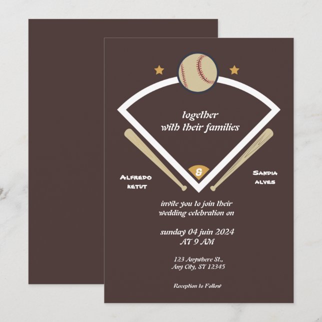 Baseball  love sports Theme Wedding Invitations (Front/Back)