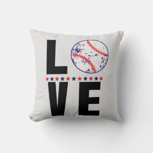 Baseball Love Typography Throw Pillow
