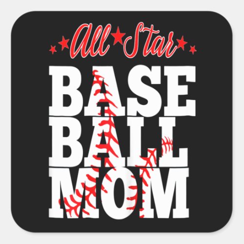 Baseball Lover  All Star Baseball Mom Square Sticker