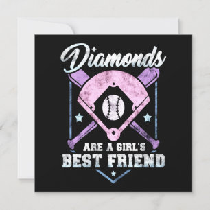 Baseball Lover   Diaminds Are A Girl's Best Friend Invitation