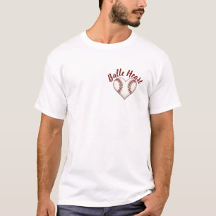 Baseball Lover T-Shirt with a Stiched Ball Heart