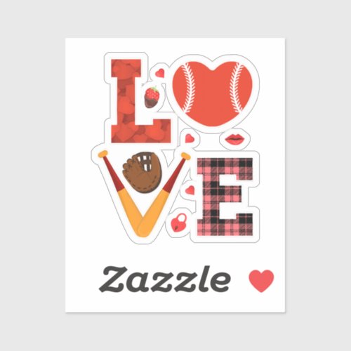 Baseball Lover Valentine Sticker