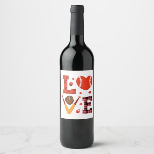 Baseball Lover Valentine Wine Label