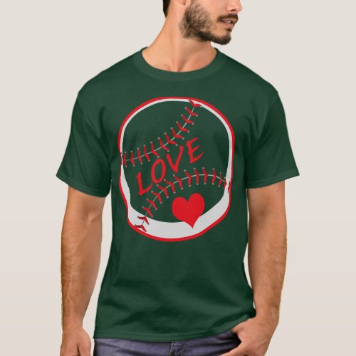 Baseball Lover Womens Cute Baseball Love Heart Bas T_Shirt