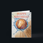 Baseball Lovers Watercolor Splash Birthday Card<br><div class="desc">Baseball Lovers Watercolor Splash Birthday</div>