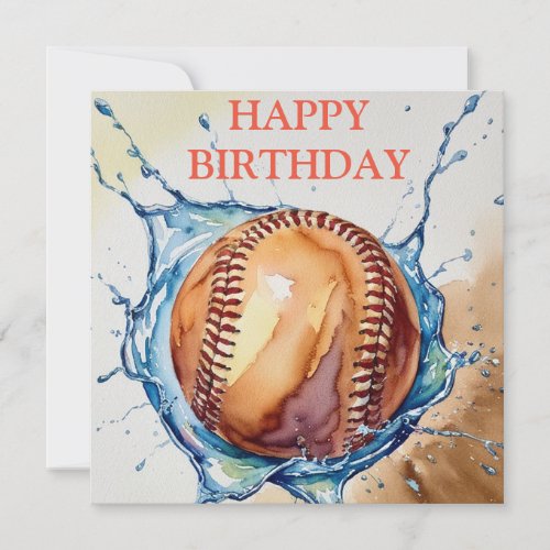 Baseball Lovers Watercolor Splash Birthday