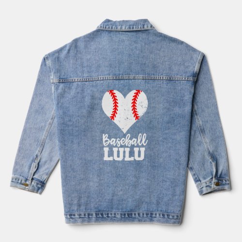 Baseball Lulu Baseball Heart Grandma Lulu  Denim Jacket
