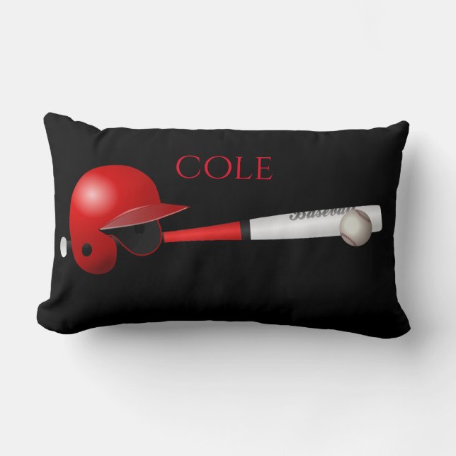 Baseball lumbar pillow with custom name. (Front)