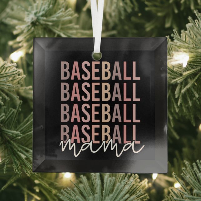 Baseball Mama | Baseball Mom Gifts Glass Ornament (Insitu)