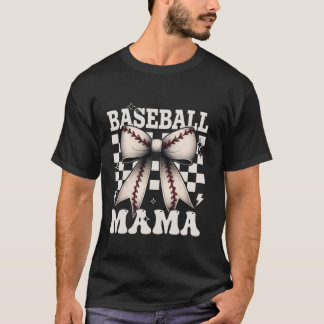 Baseball Mama Coquette Bow Funny Baseball Game Day T-Shirt