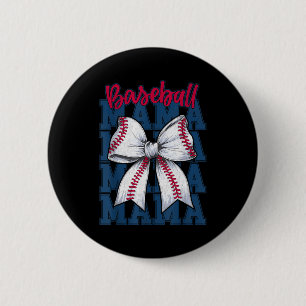 Baseball Mama Coquette Bow Game Day Baseball Mom M Button