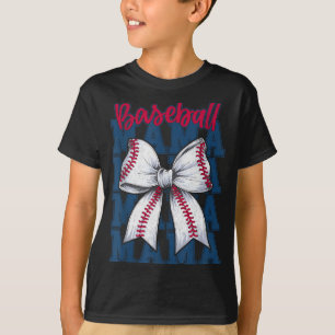 Baseball Mama Coquette Bow Game Day Baseball Mom M T-Shirt