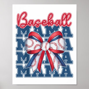 Baseball Mama Coquette Bow Sport Mom Mothers Day  Poster