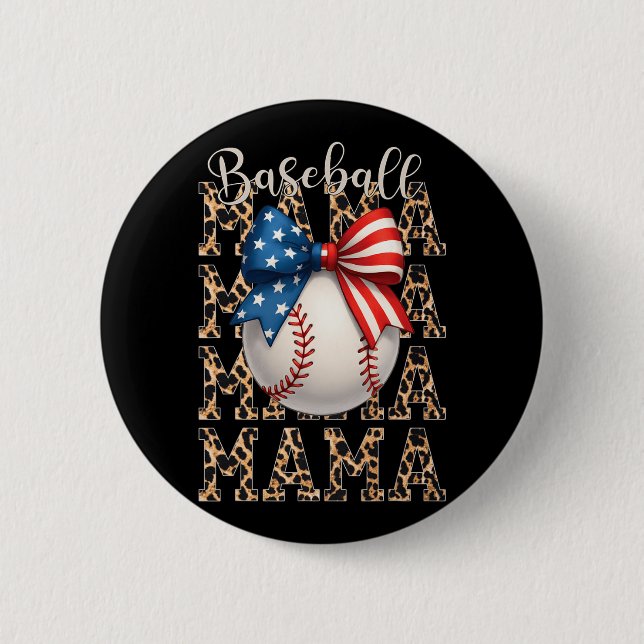 Baseball Mama Game Day Baseball Usa 4th Of July Mo Button (Front)