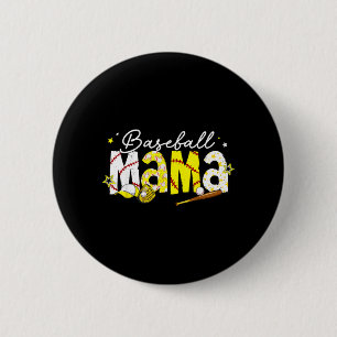 Baseball Mama Game Day for Kids Girl Women Mom Button