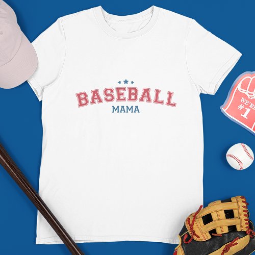 Baseball Mama in Red and Blue T_Shirt