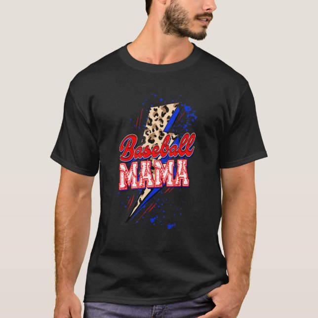 Baseball Mama Leopard  Softball  Mother's Day 2022 T-Shirt (Front)