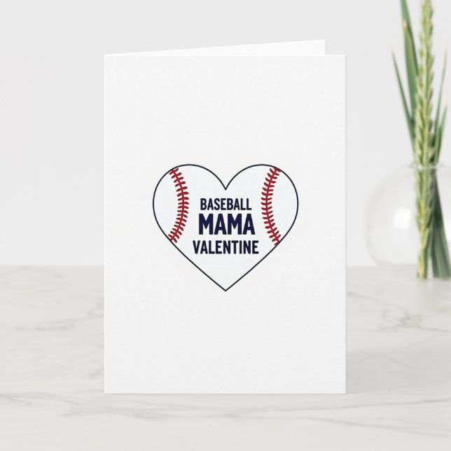 Baseball Mama Valentine Heart Card (Front)