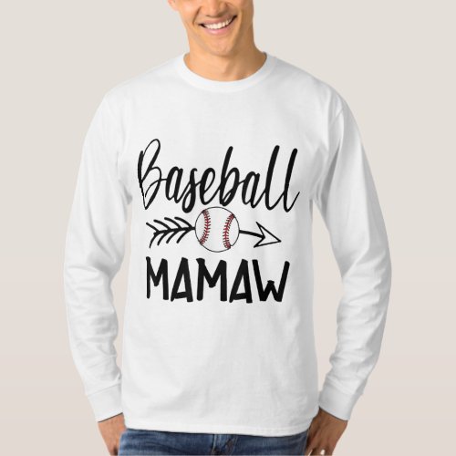Baseball Mamaw Cute Arrow Fathers Mothers Xmas D T_Shirt