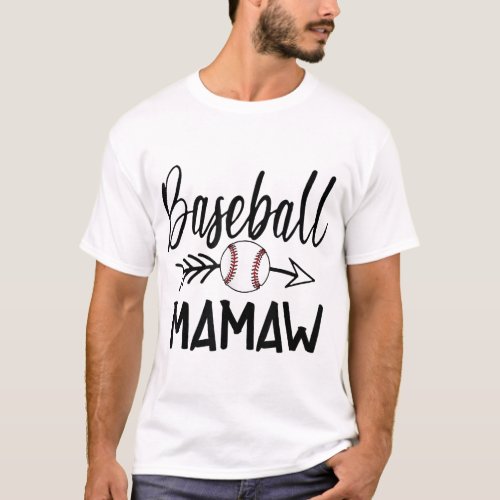 Baseball Mamaw Cute Arrow Fathers Mothers Xmas D T_Shirt