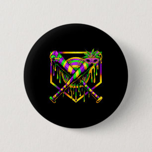 Baseball Mardi Gras Carnival Party Mask Ice Cream  Button