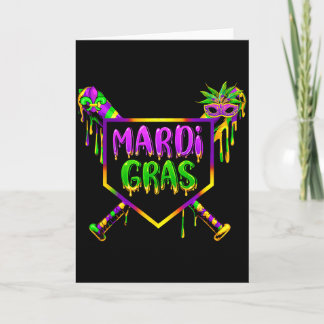 Baseball Mardi Gras Carnival Party Mask Ice Cream Card