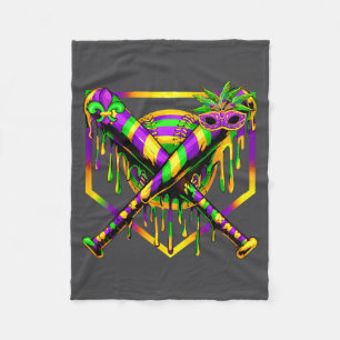 Baseball Mardi Gras Carnival Party Mask Ice Cream Fleece Blanket