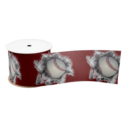 Baseball Maroon Satin Ribbon