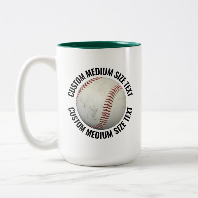 Baseball & Medium Text HUNTER GREEN 15oz Custom Two-Tone Coffee Mug (Left)