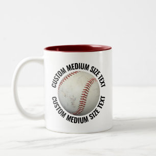 Baseball & Medium Text MAROON 11oz Custom Two-Tone Coffee Mug