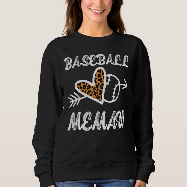 Baseball Memaw Proud Baseball Family Leopard Bigge Sweatshirt (Front)