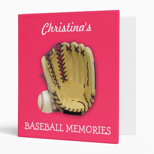 Baseball  Memories!/Pink-Personalize 3 Ring Binder (Front/Inside)