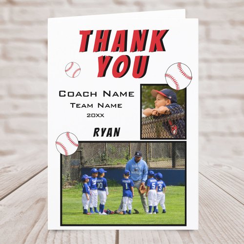 Baseball Memory Mate Thank you Coach 2 Photo Card