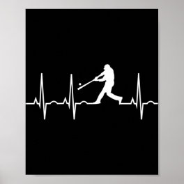 Baseball Men - Baseball Player Heartbeat Poster