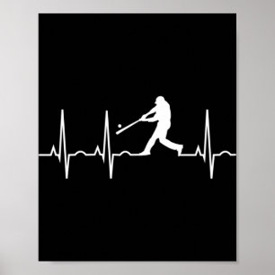 Baseball Men - Baseball Player Heartbeat Poster
