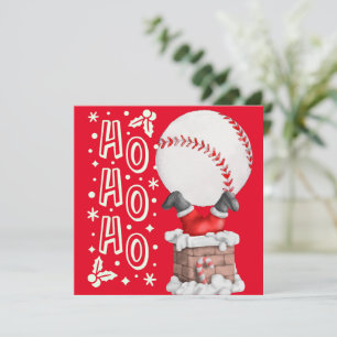 Baseball Merry Christmas with Santa Claus on red  Card