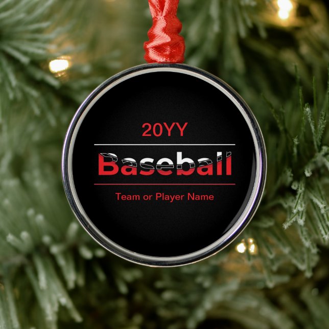 Baseball - Minimalist Art Geometric Arch Metal Ornament (Tree)