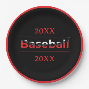 Baseball - Minimalist Art Geometric Arch Paper Plates