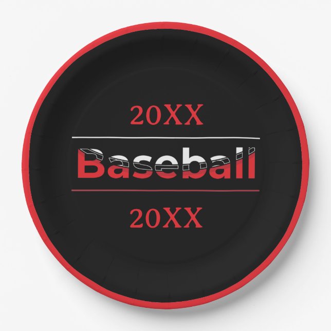 Baseball - Minimalist Art Geometric Arch Paper Plates (Front)