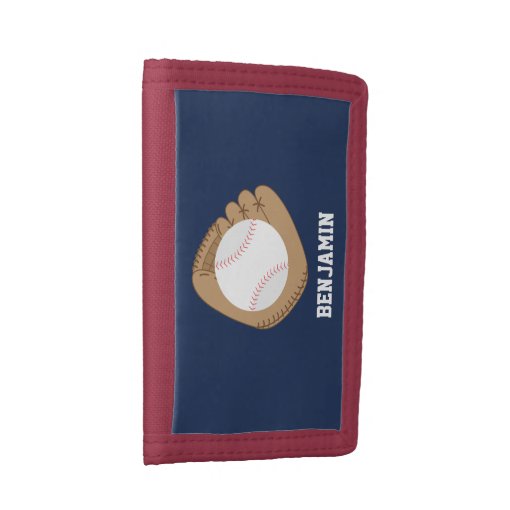 Baseball Mitt and Ball Trifold Wallet Zazzle