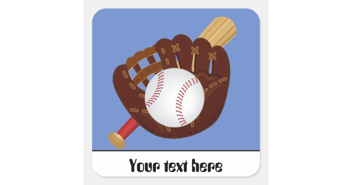 Baseball mitt ball bat ustomizable sticker | Zazzle