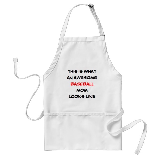 baseball mom, awesome adult apron (Front)