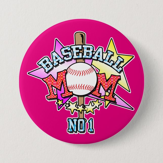 Baseball Mom Badge Button (Front)