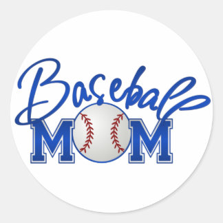 Baseball MOM blue Classic Round Sticker
